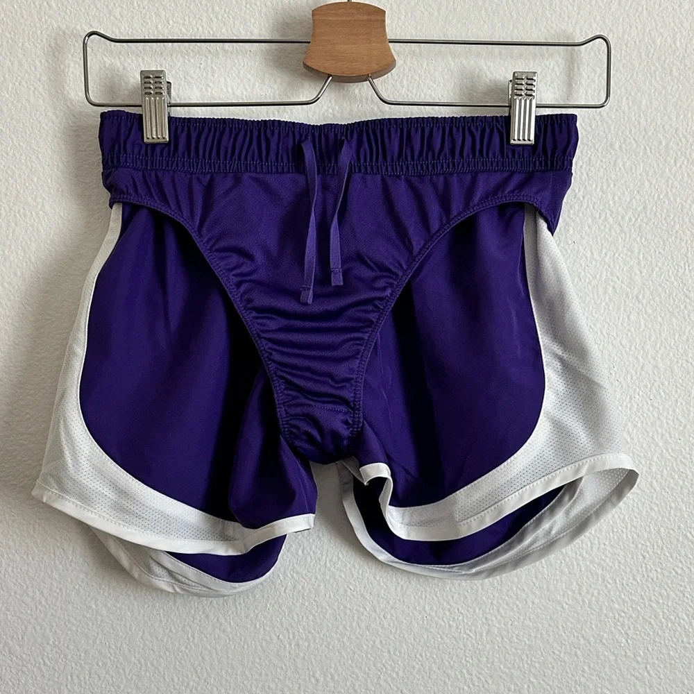 Nike Purple White Dri-FIT Brief-Lined Athletic Running Shorts Size XS